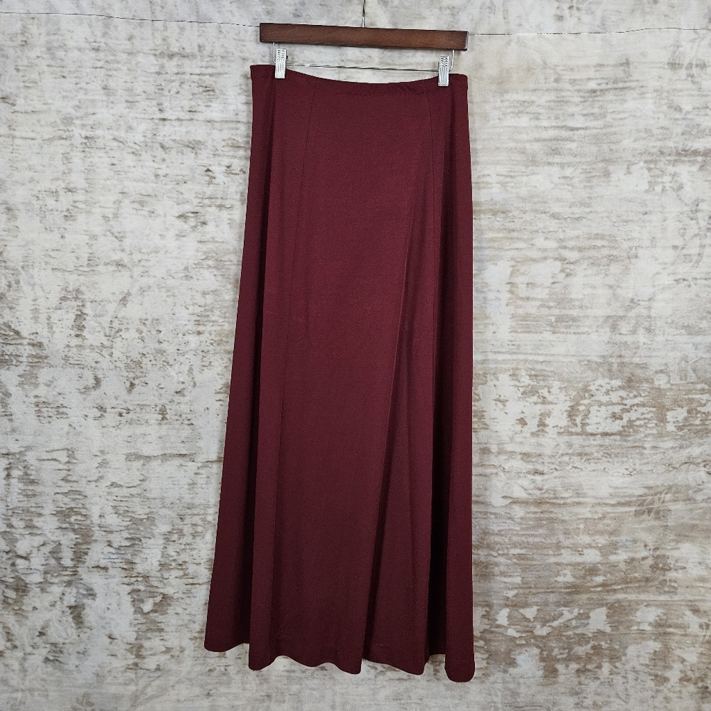 Vintage 1970s Burgundy Maxi Skirt M Long Flowy Whimsigoth Medium Maroon Red VTG - Picture 7 of 8